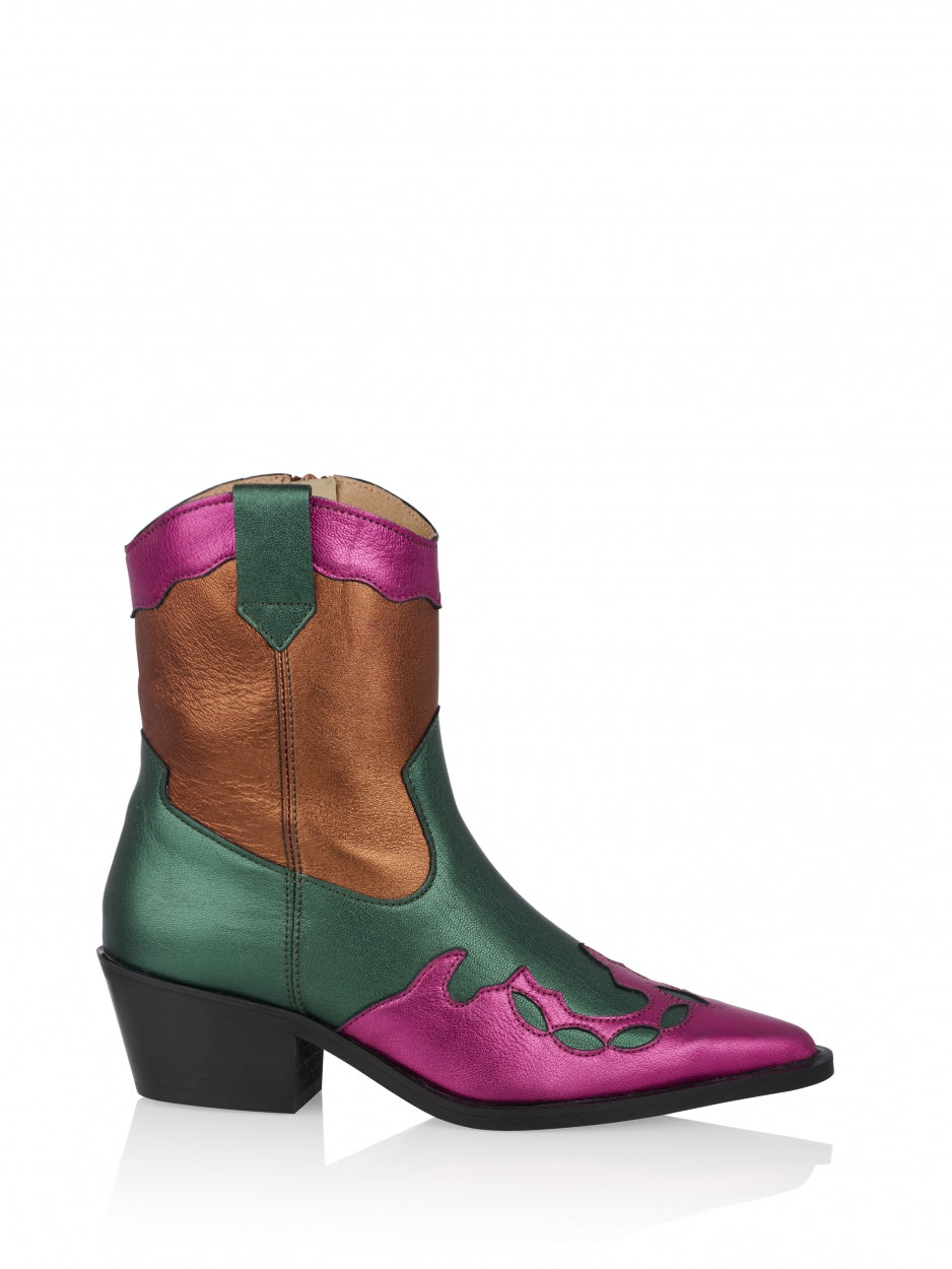 Pink and cheap green cowboy boots